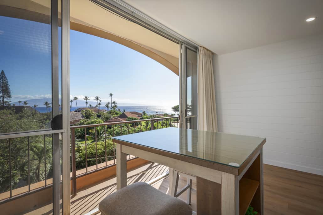 view of the ocean from the living room of the studio